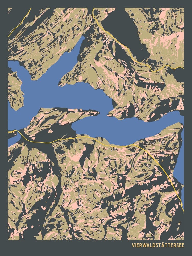 Vierwaldstättersee Lake Lucerne Switzerland Hillshade Topographic Map