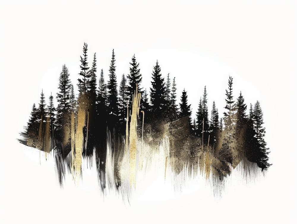 Watercolor Of Pine Trees 1