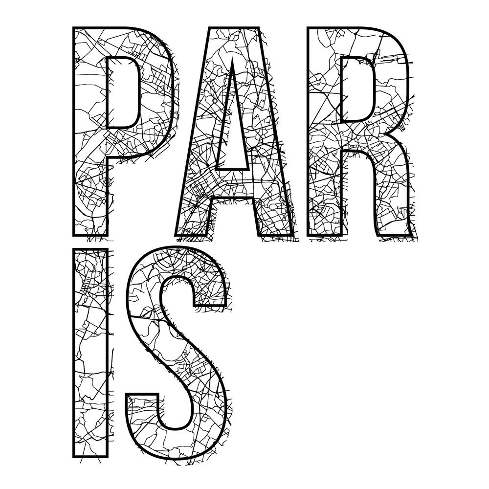 Paris Street Map Typography Square
