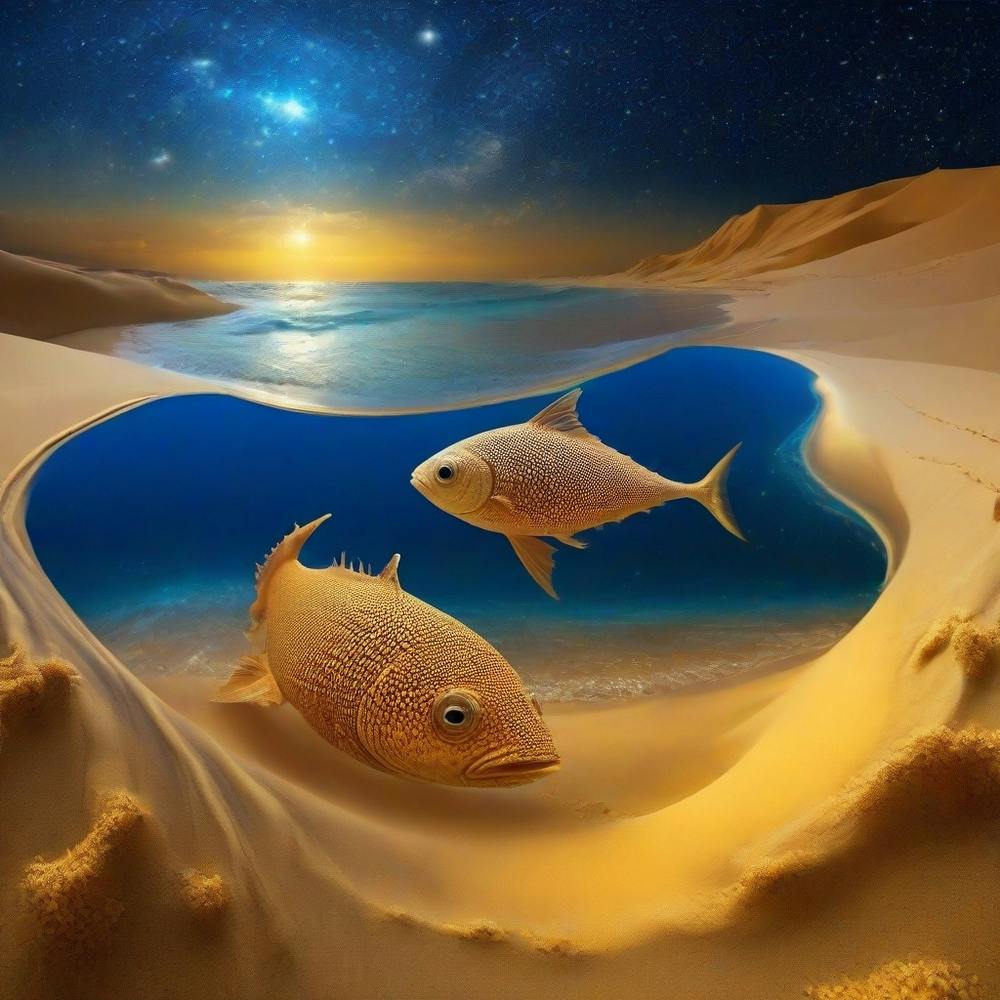 Sand to fish eye, imaginary world