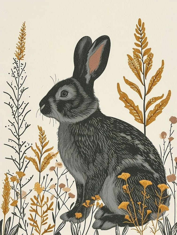 Californian Blockprint Rabbit Illustration 4