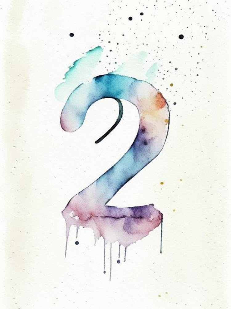 2, Number, Education Minimalist Watercolour 1