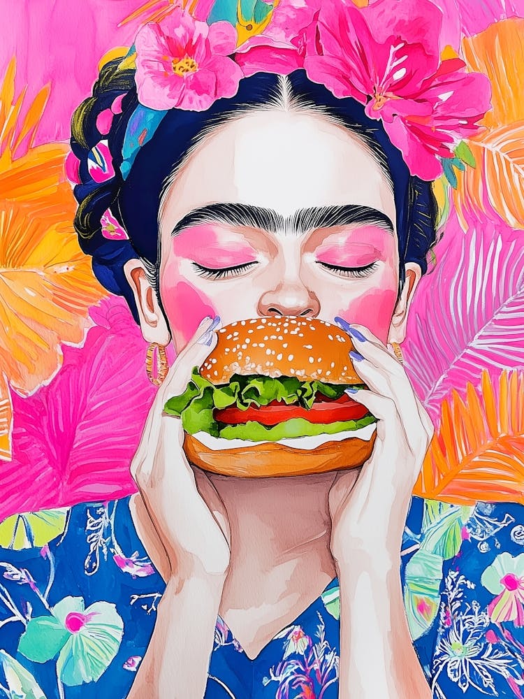 Frida Kahlo eating