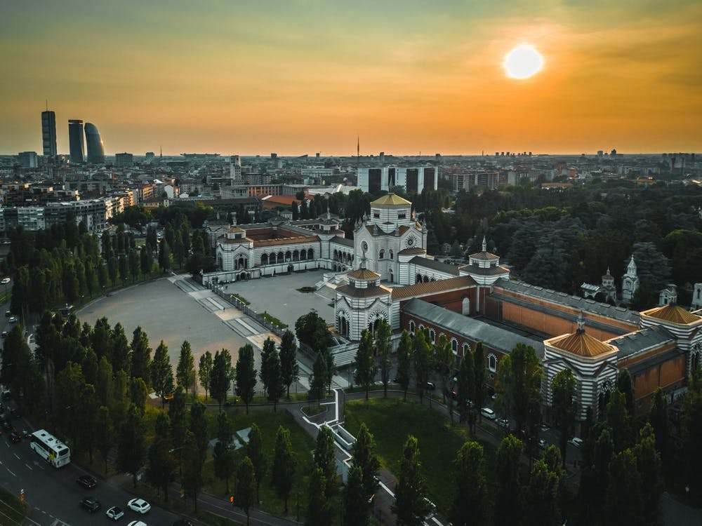 Aerial View Of Milan City At Sunset