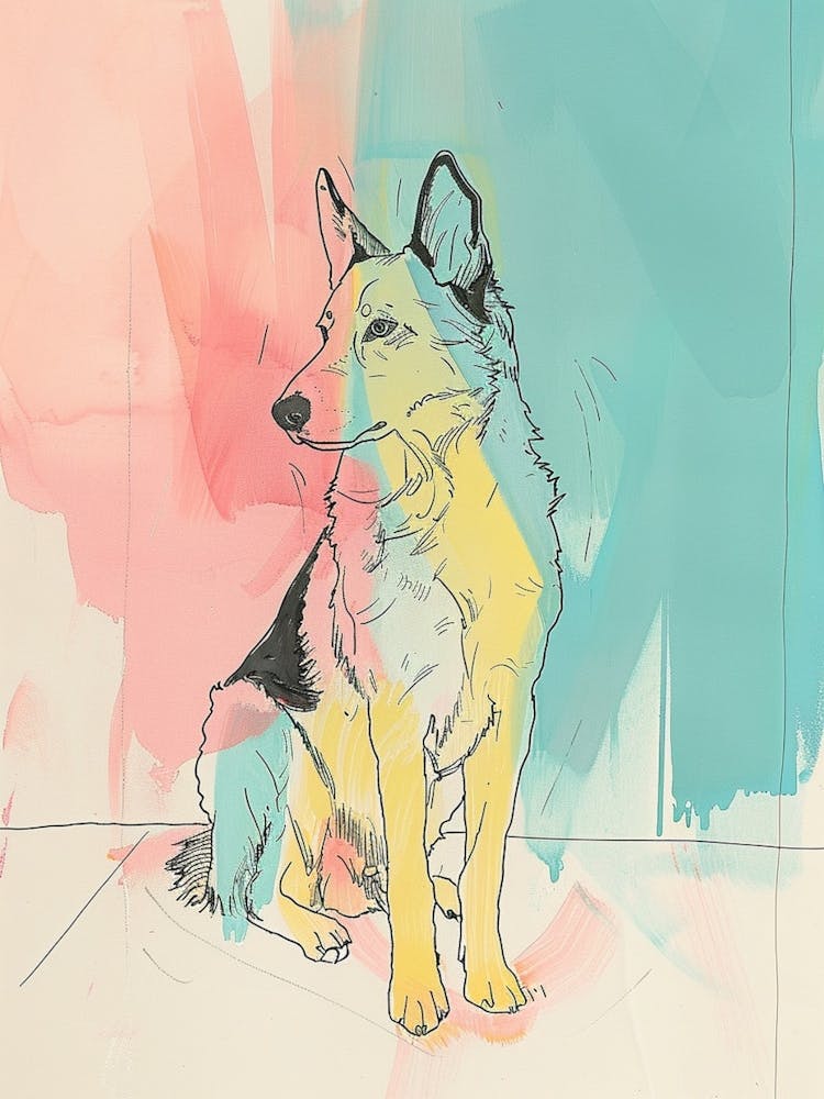 Colourful Swedish Vallhund Line Illustration 2