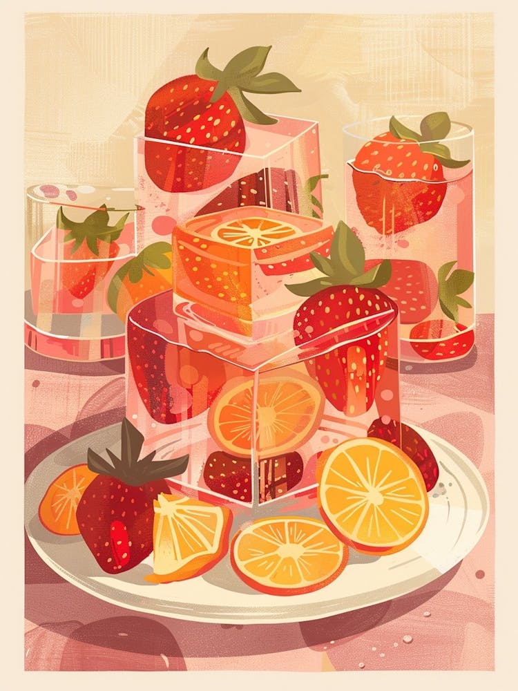 Strawberry & Orange Jelly Illustration