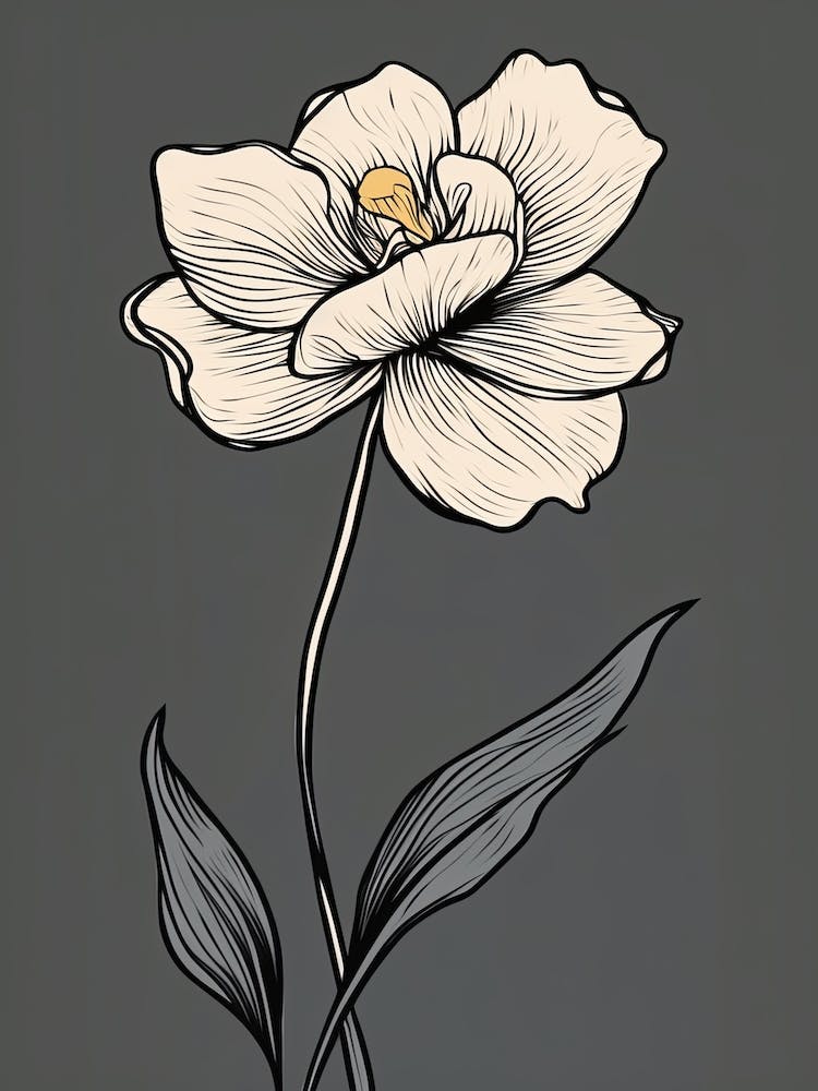 Daffodils Line Art Flowers Illustration Neutral 5