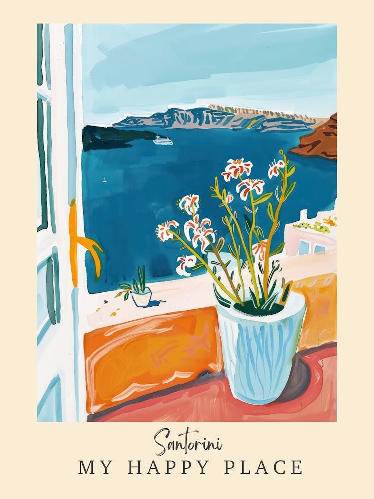 Mein Glücksort Santorini 4 Reiseplakat
