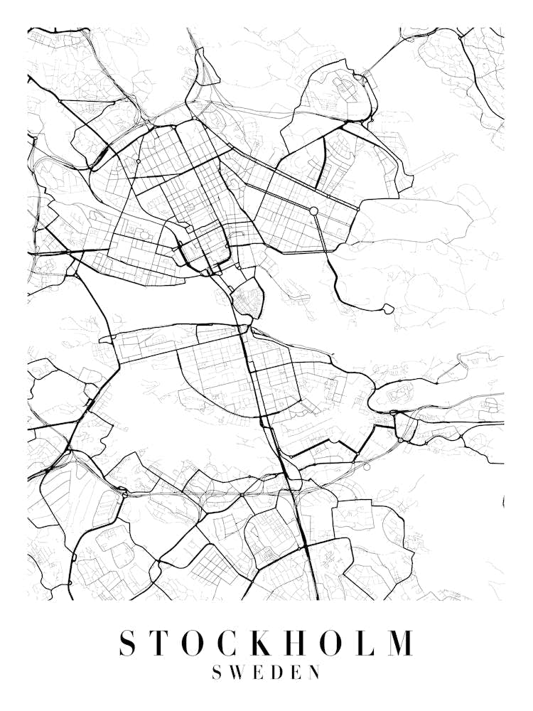 Stockholm Sweden Street Map Minimal