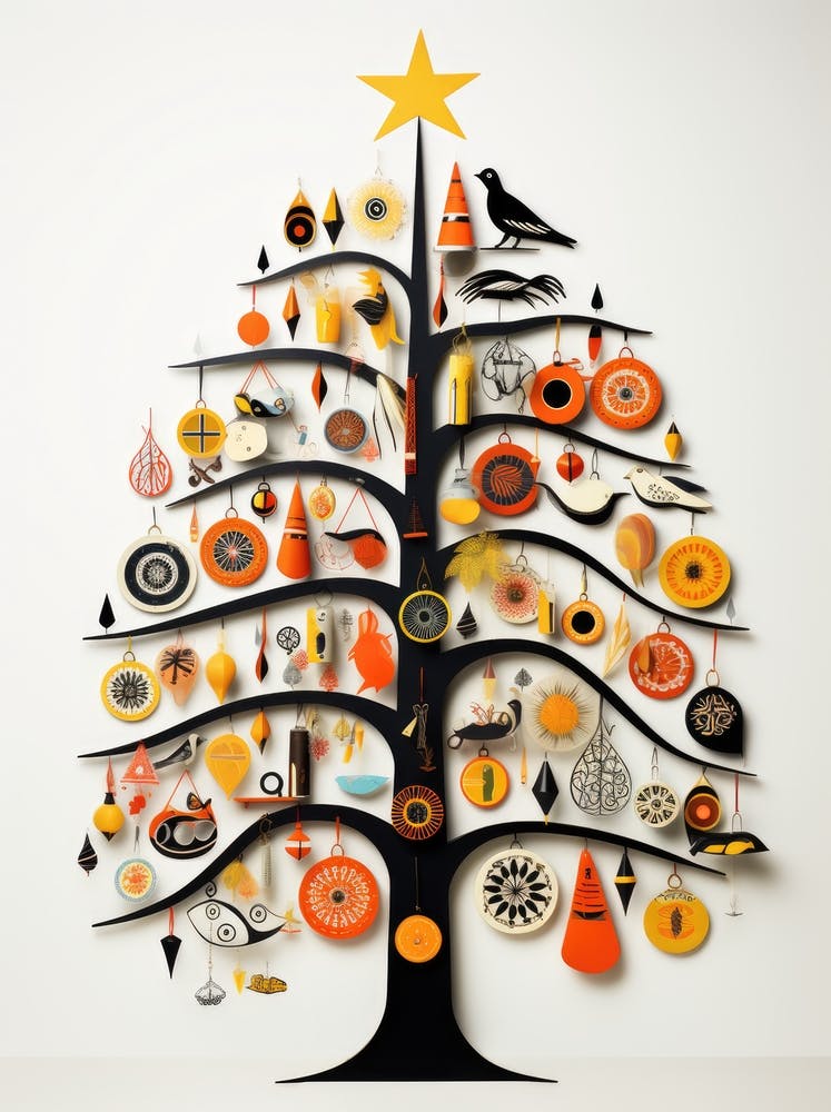 A Beautiful Christmas Tree With Ornaments Hanging