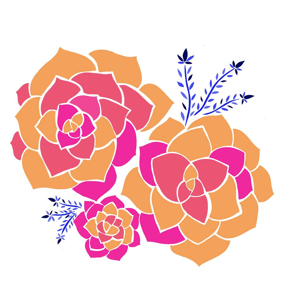 Succulent Flower Orange & Pink