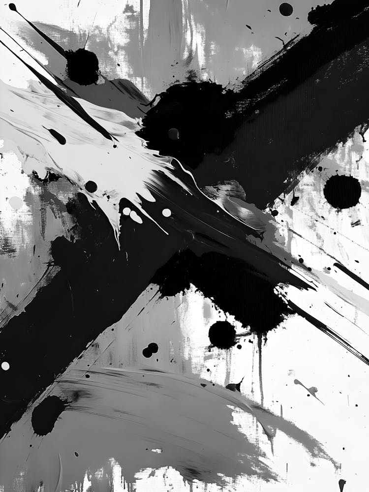 Abstract Black And White Painting 20