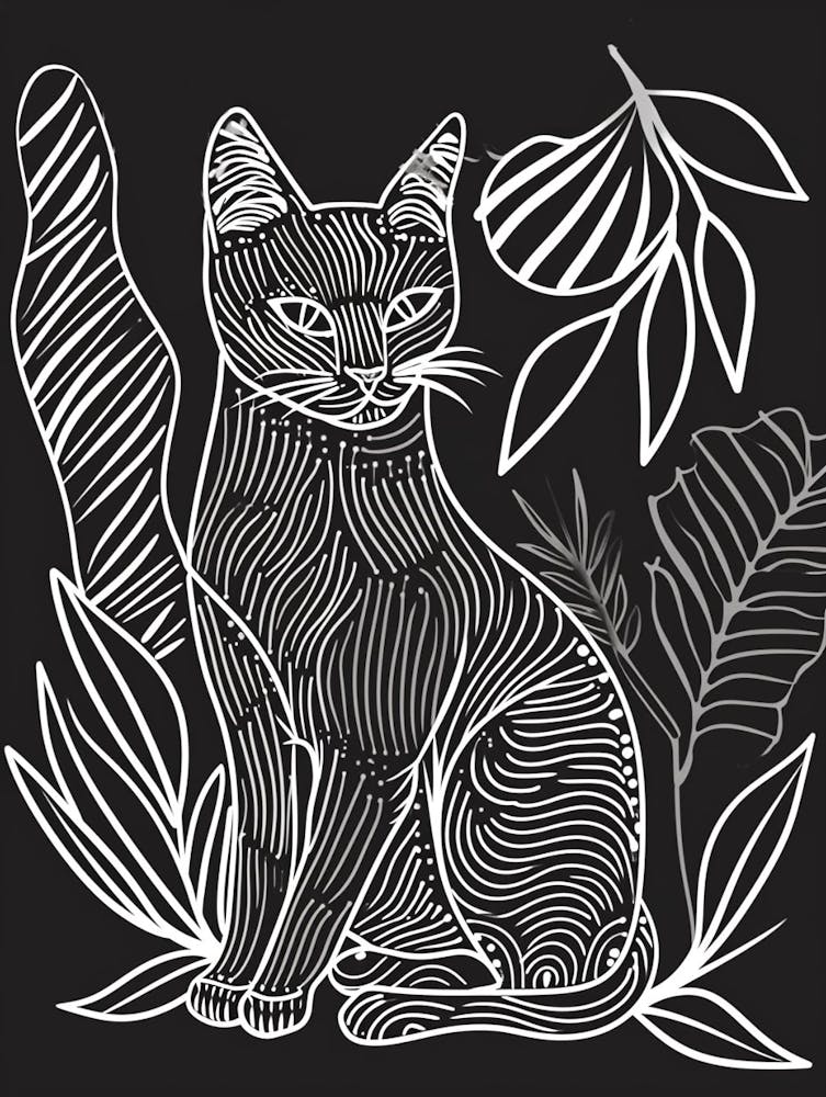 Thai Cat Minimalist Illustration 2