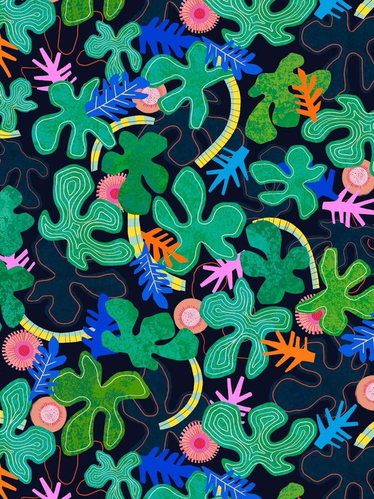 Tropical Canopy Collage - Dark