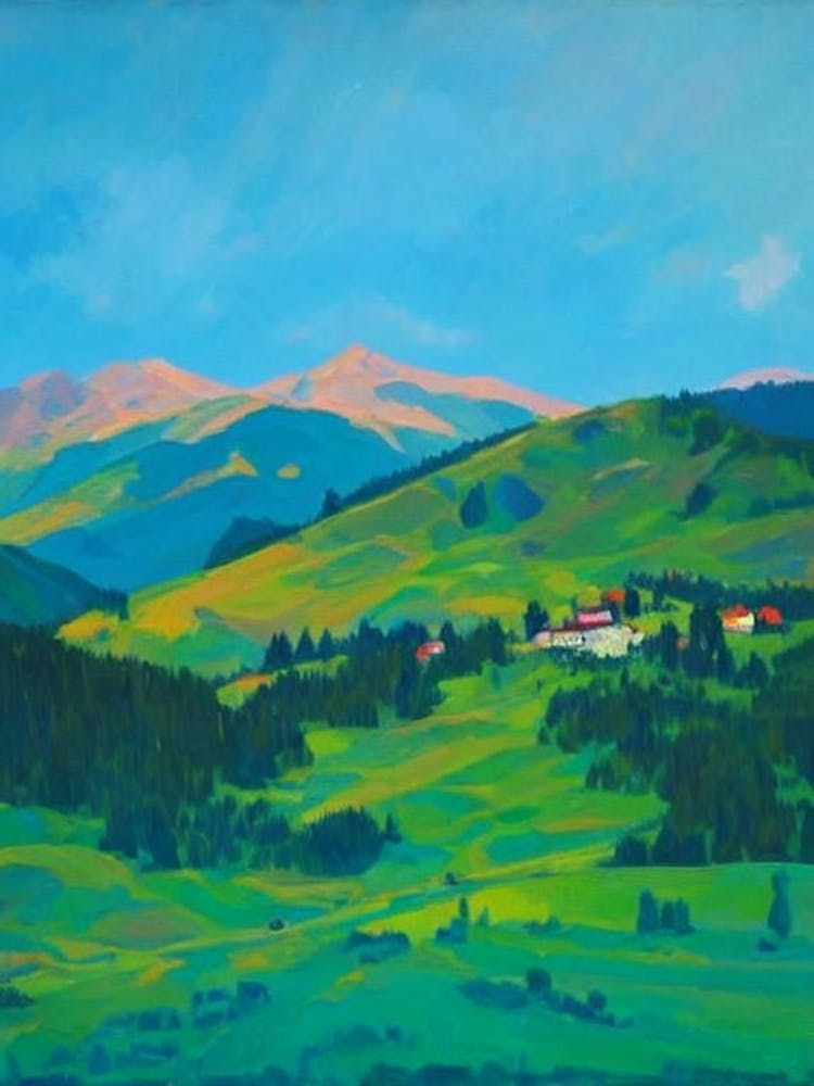 Tatra National Park Poland Blue Oil Painting 1 
