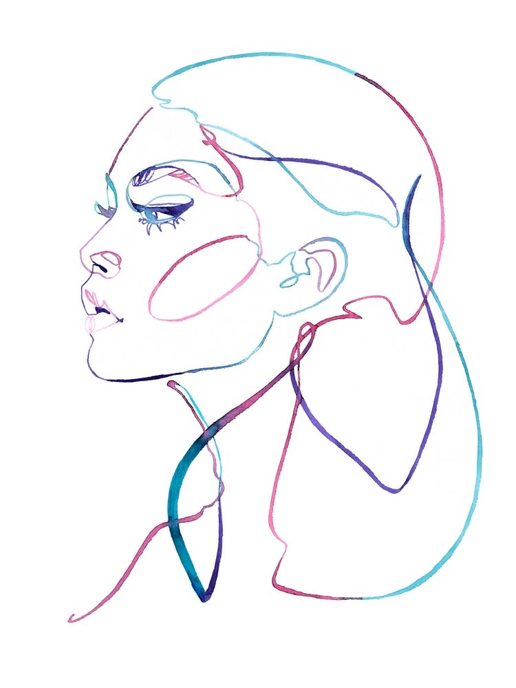 One Line Gigi Watercolor