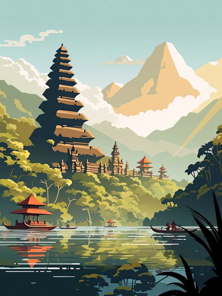 Bali, Indonesia, Flat Illustration 1
