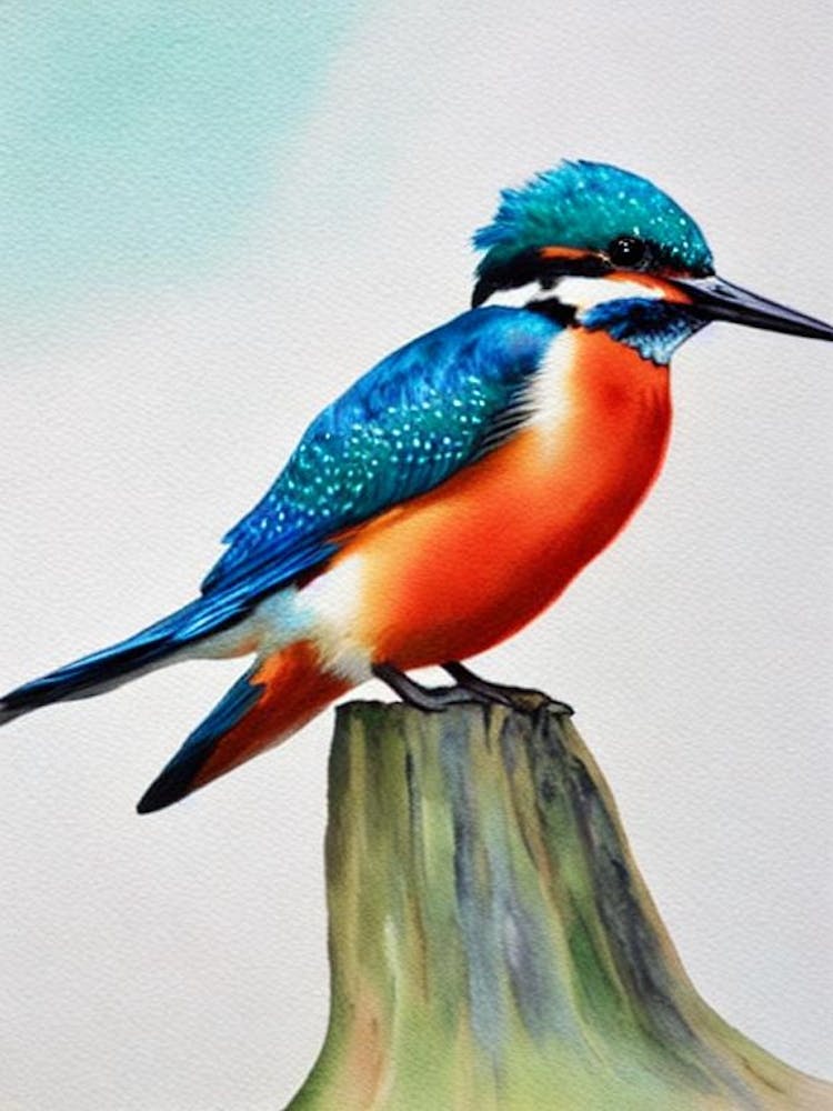 Kingfisher Watercolour Bird