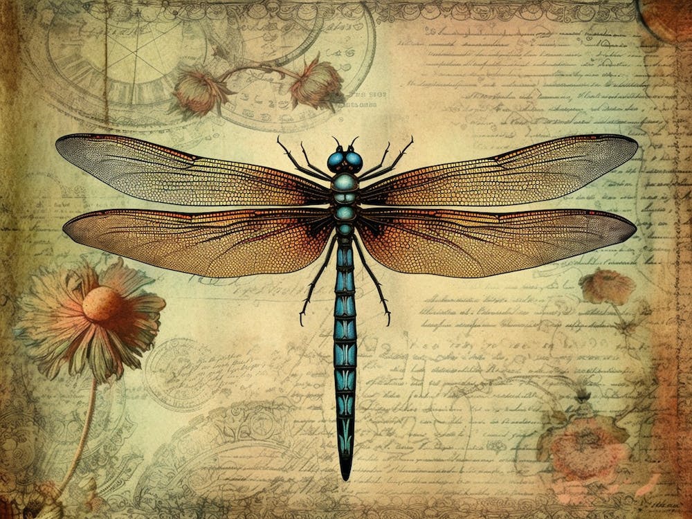 Vintage Dragonfly Floral 1