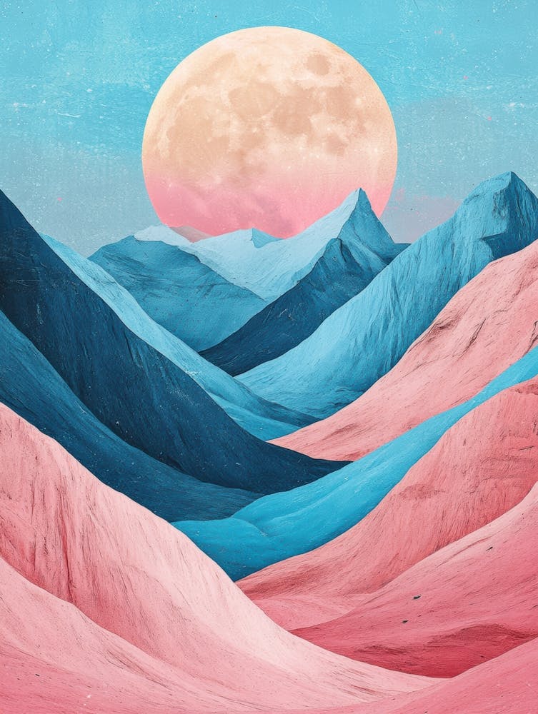 Pink And Blue Mountains