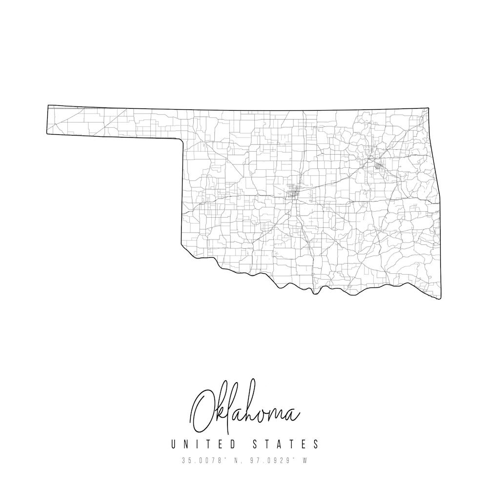 Oklahoma Minimal Street Map Square