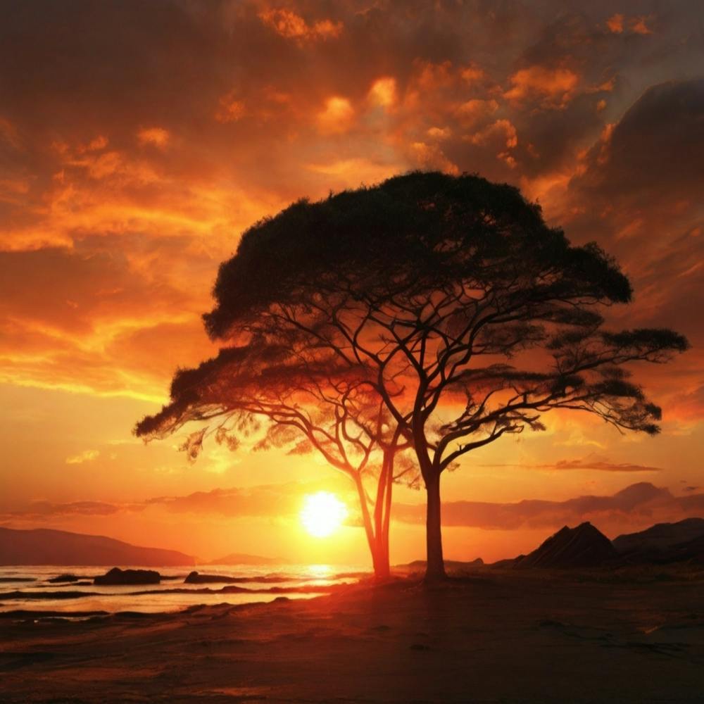 Lone Tree At Sunset
