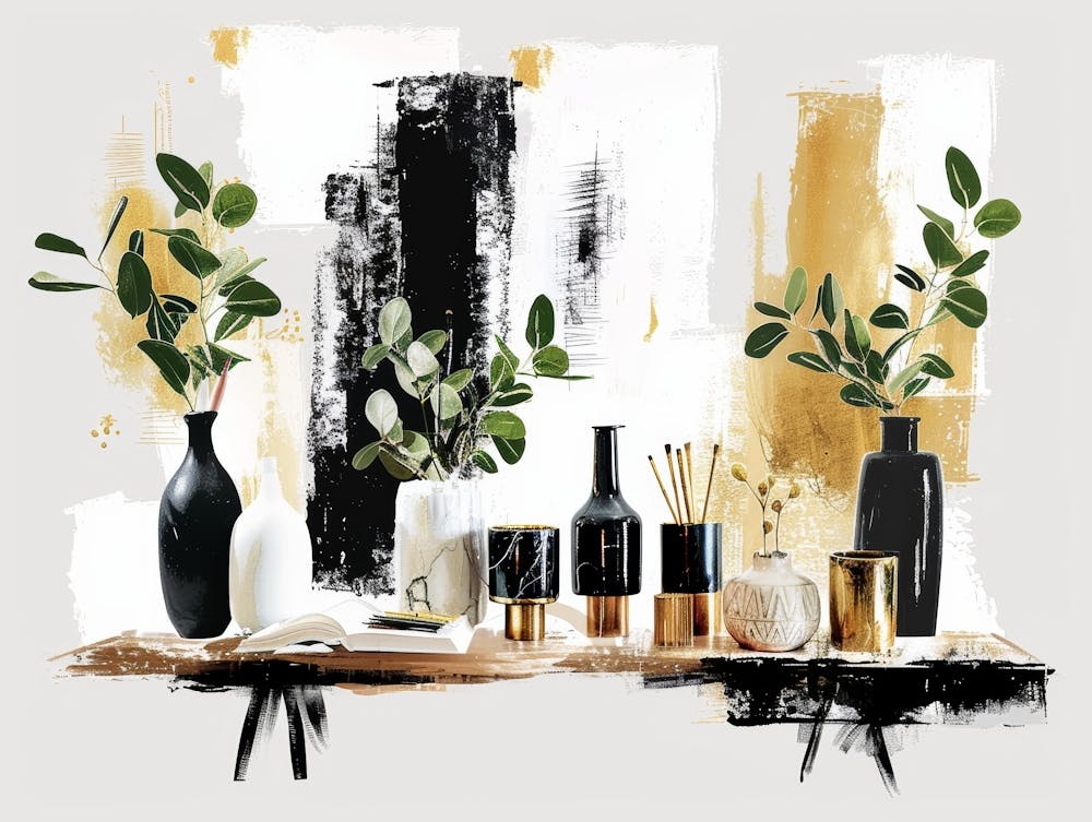 Gold And Black Abstract Painting 82