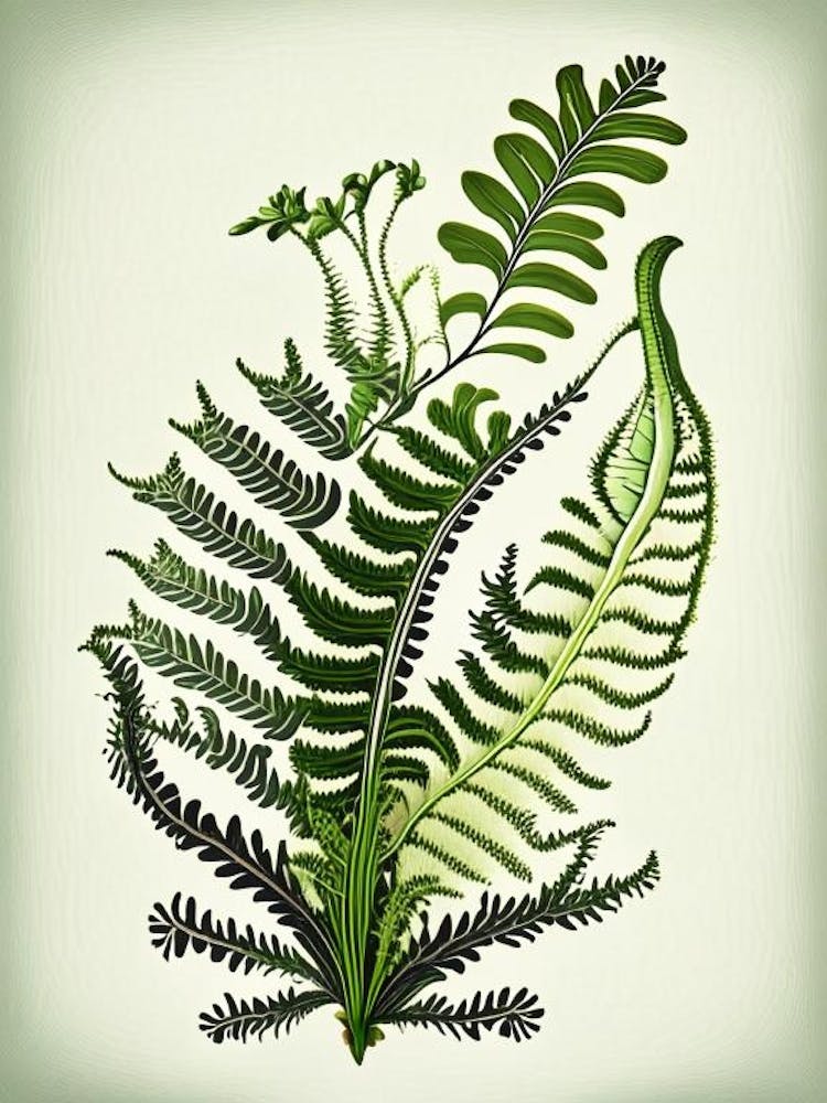Mountain Spleenwort 1 Vintage Botanical Poster