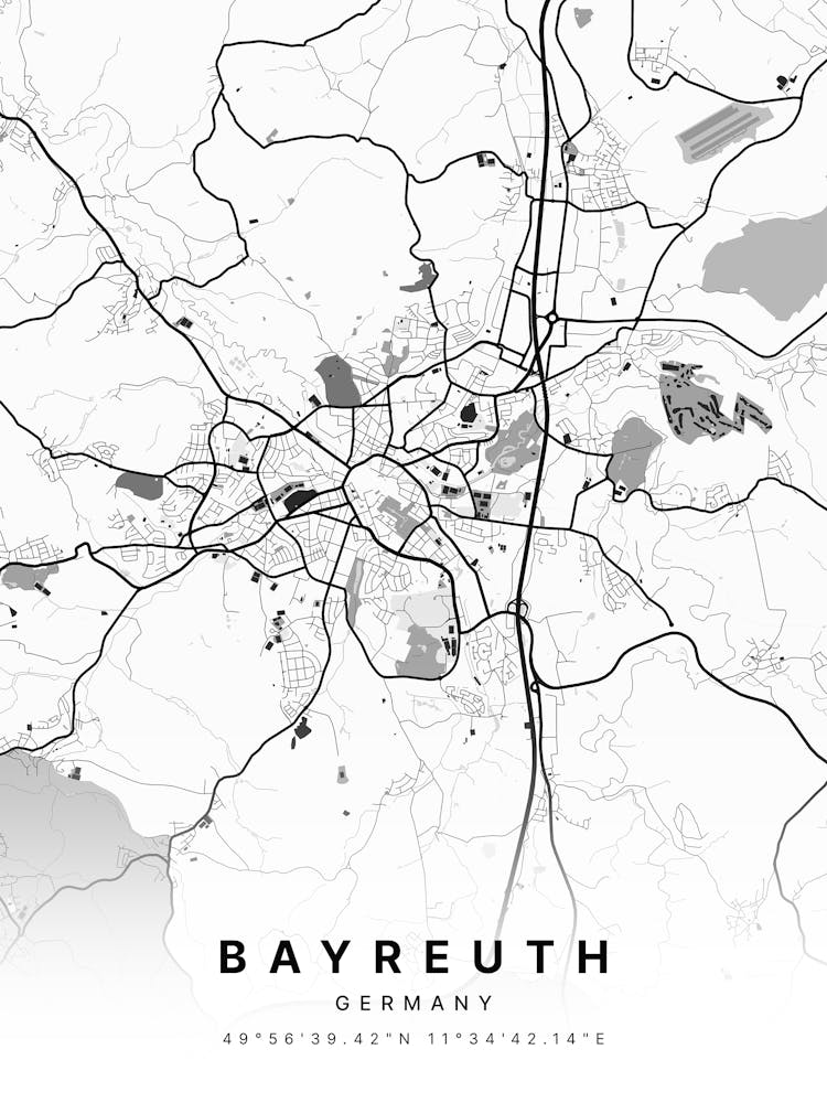 Bayreuth Germany White Map 1