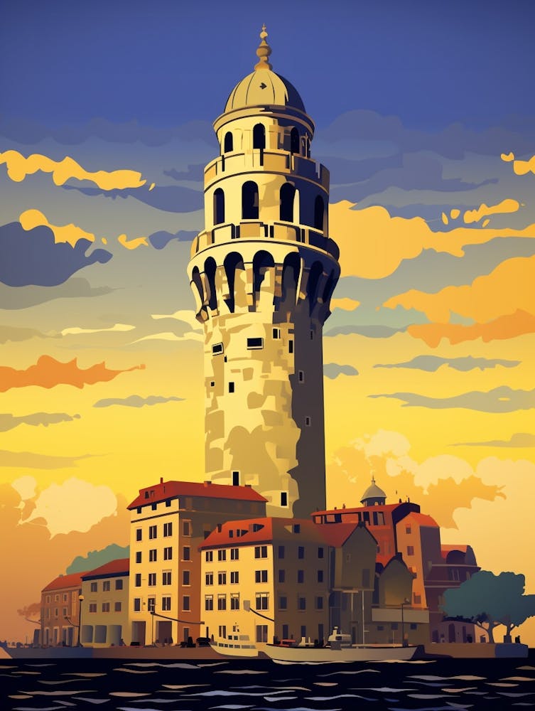 Galata Tower Modern Pixel Art 5