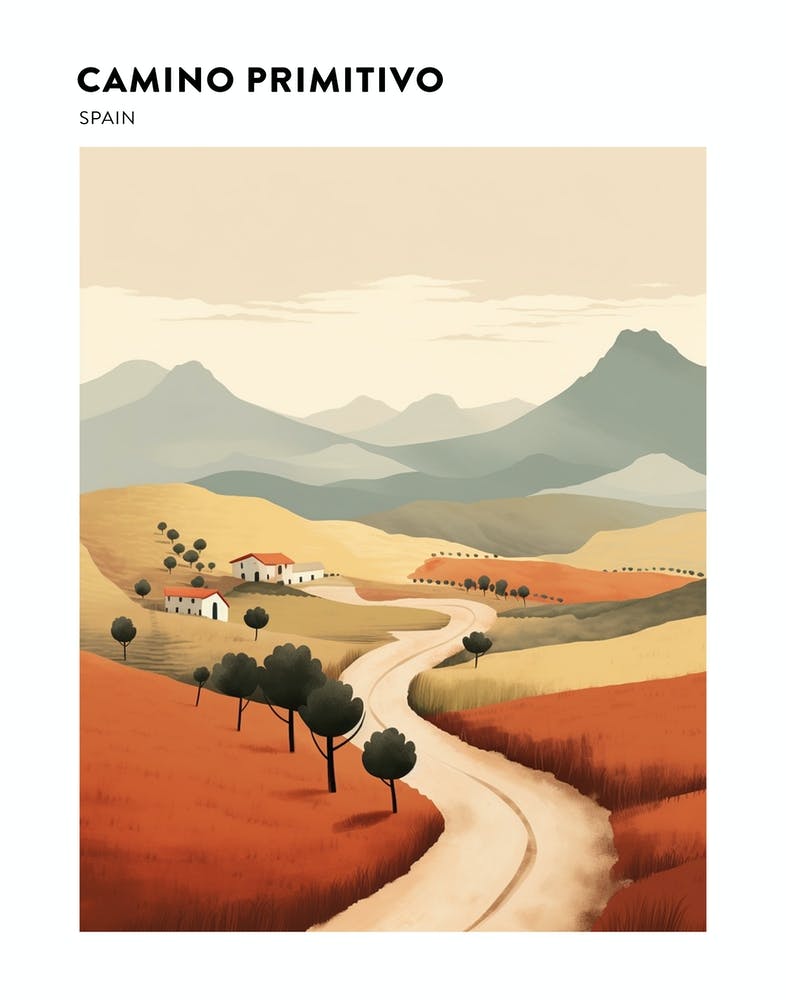 Camino Primitivo Spain 1 Hiking Trail Landscape Poster