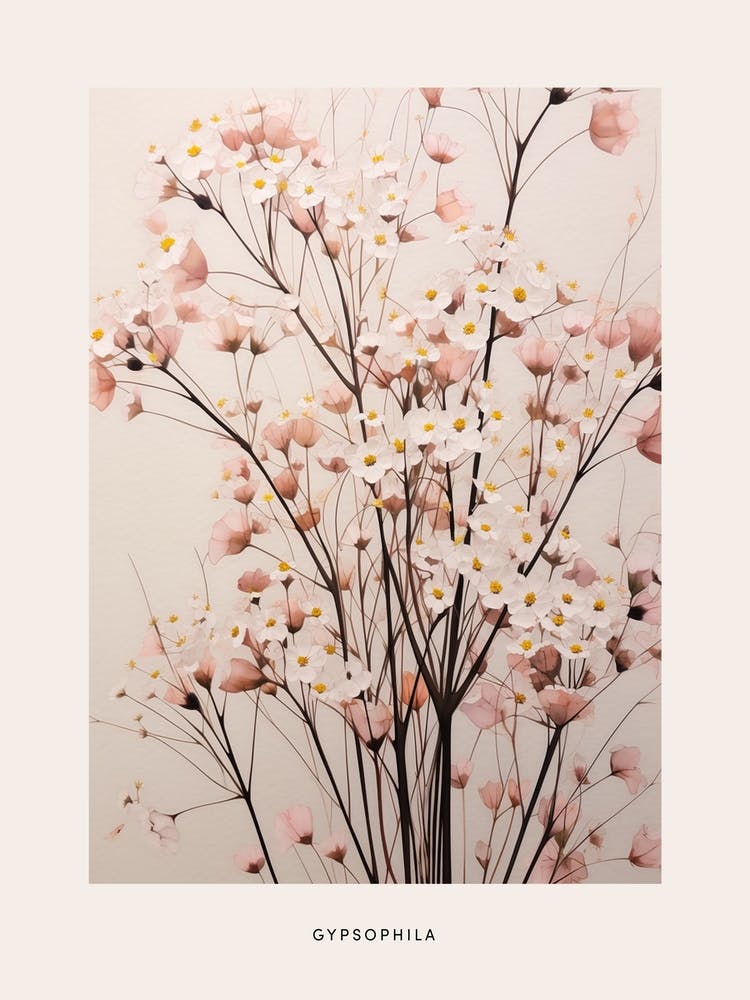 Flower Illustration Gypsophila Babys Breath 5 Poster