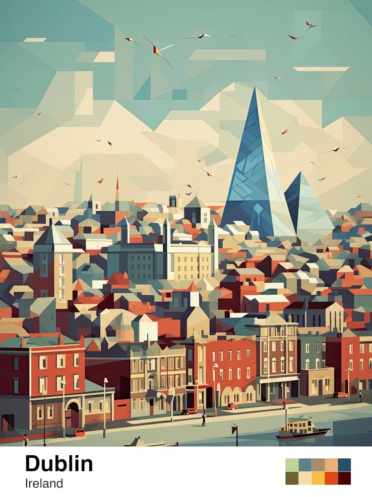 Dublin, Ireland, Geometric Illustration 3 Poster