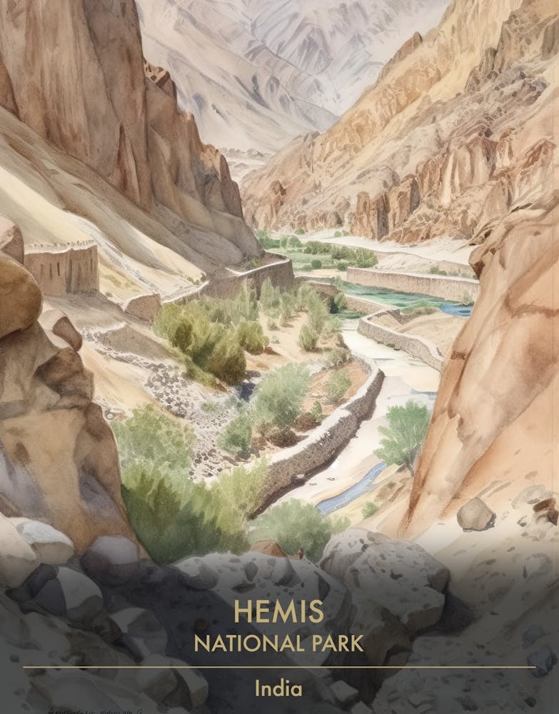 Hemis National Park India Watercolour 3