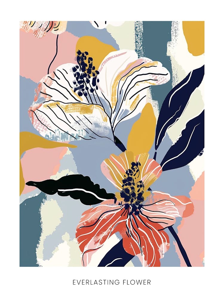 Colourful Flower Illustration Poster Everlasting Flower 1
