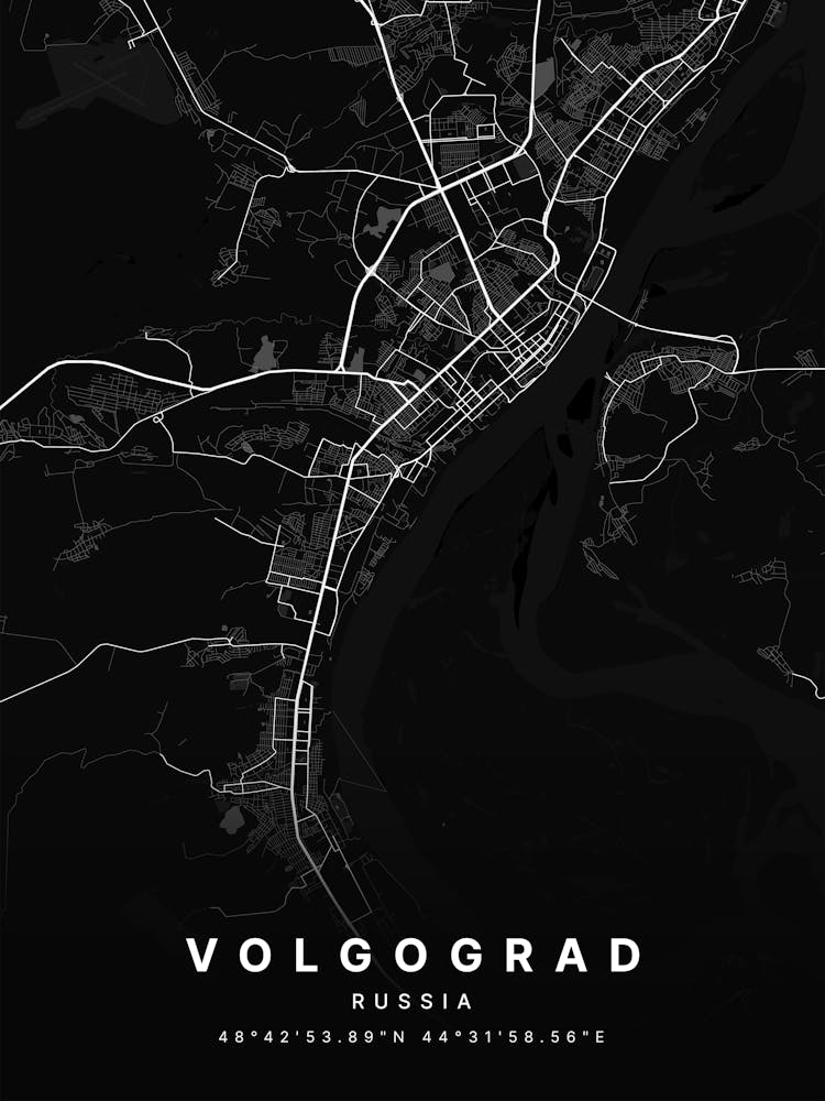Volgograd Russia Black Map