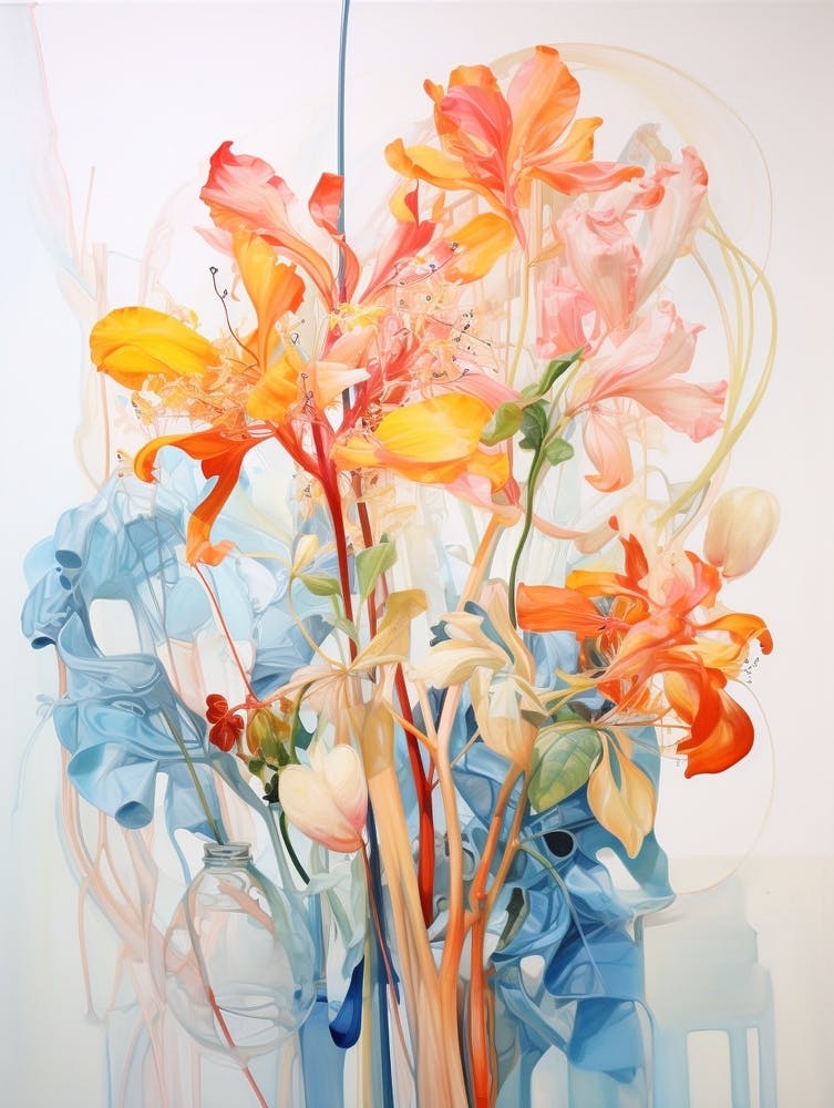 Abstract Flower Painting Honeysuckle 1