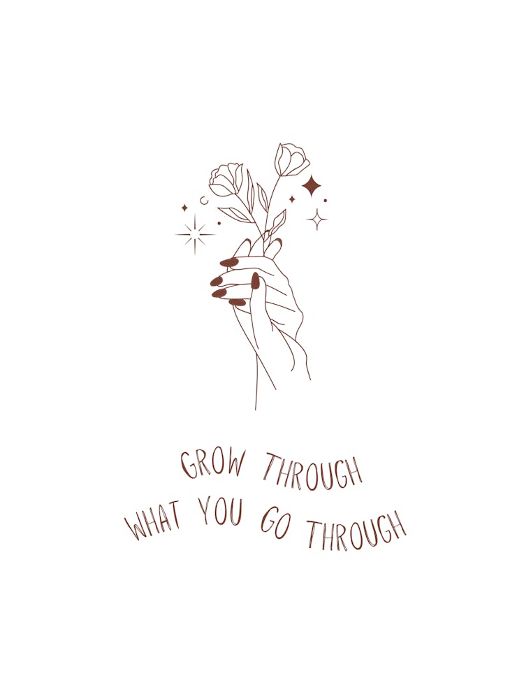 Minimalist Hand and Flower Line Art Poster – Inspirational Boho Wall Decor for Mindful Living