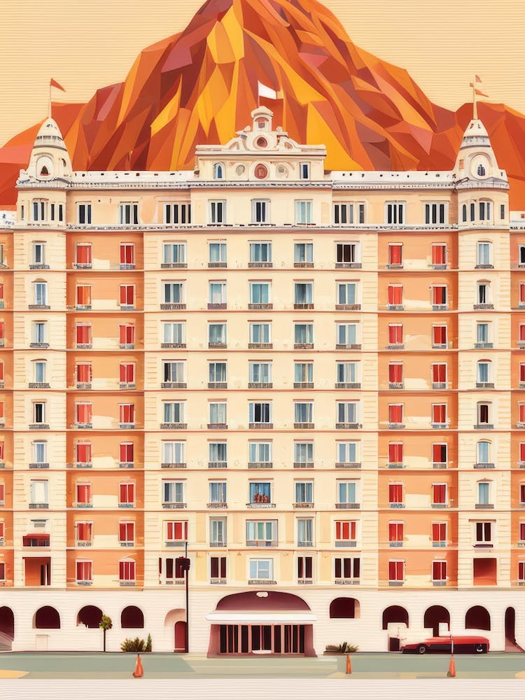 Orange Faceted Mountain Grand Budapest Style Wes Anderson Orange Fire