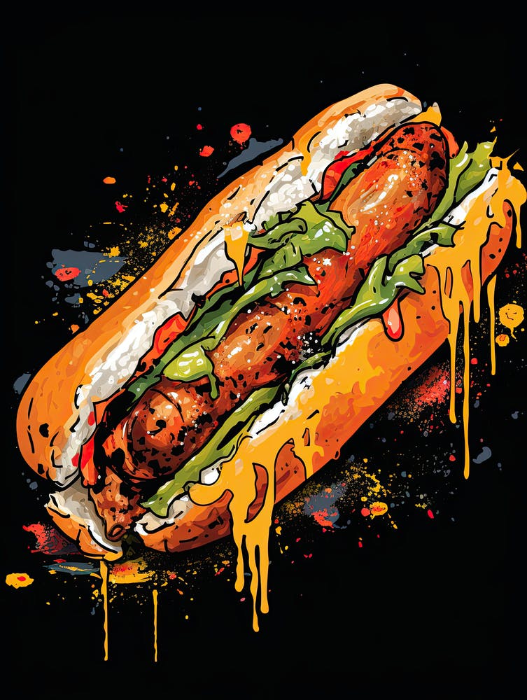 Hot Dog 2 im Basquiat-Stil