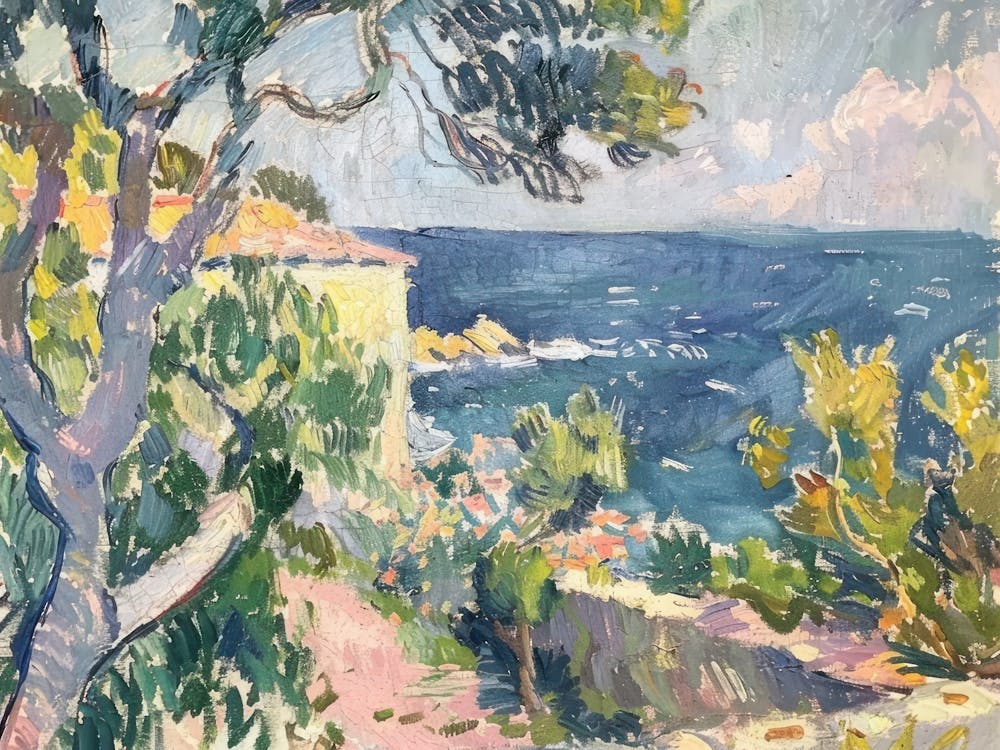 Seaside Vista Painting Inspired By Paul Cezanne