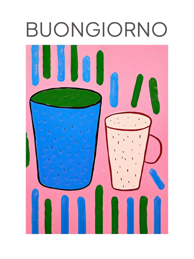 Colourful Tea Coffee Cups Buongiorno