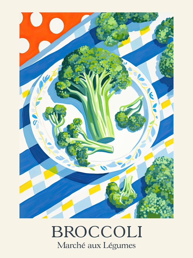 Marche Aux Legumes Broccoli Summer Illustration 1