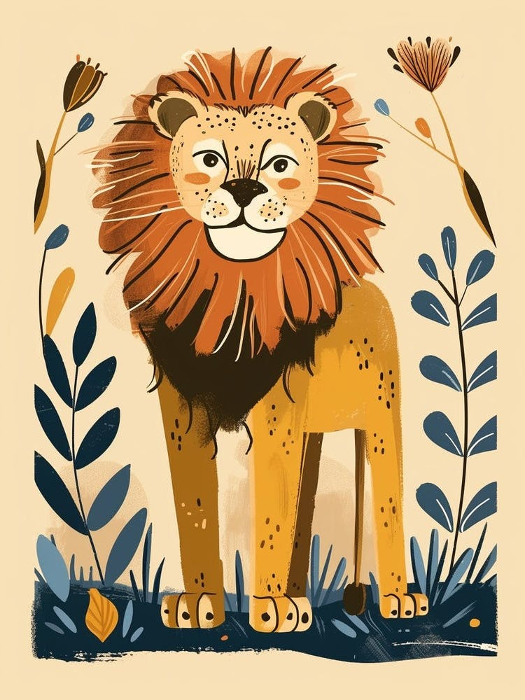 African Lion Symbolic Imagery Illustration 3