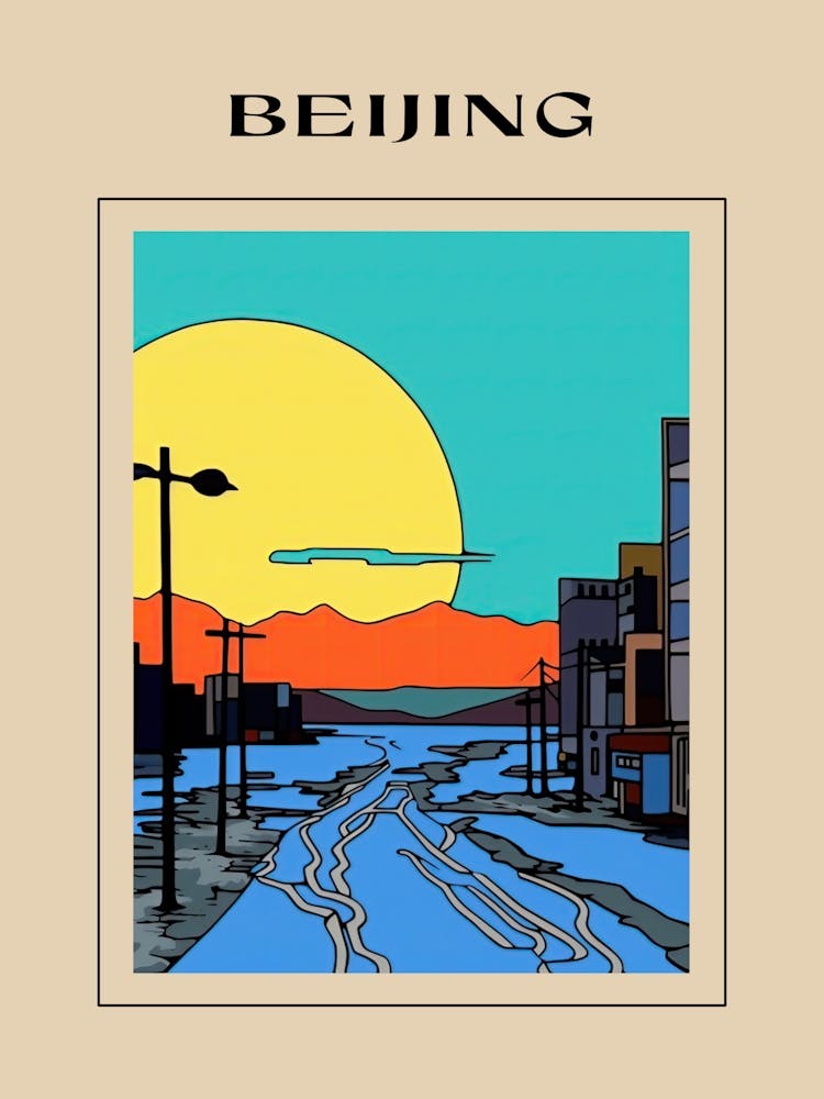 Minimal Design Style Of Beijing, China 4 Poster