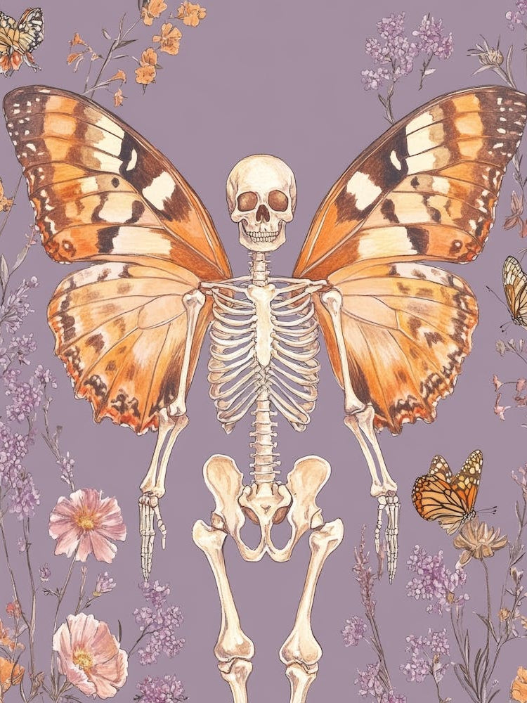 Skeleton And Butterflies 2