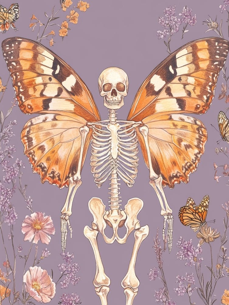 Skeleton And Butterflies 2