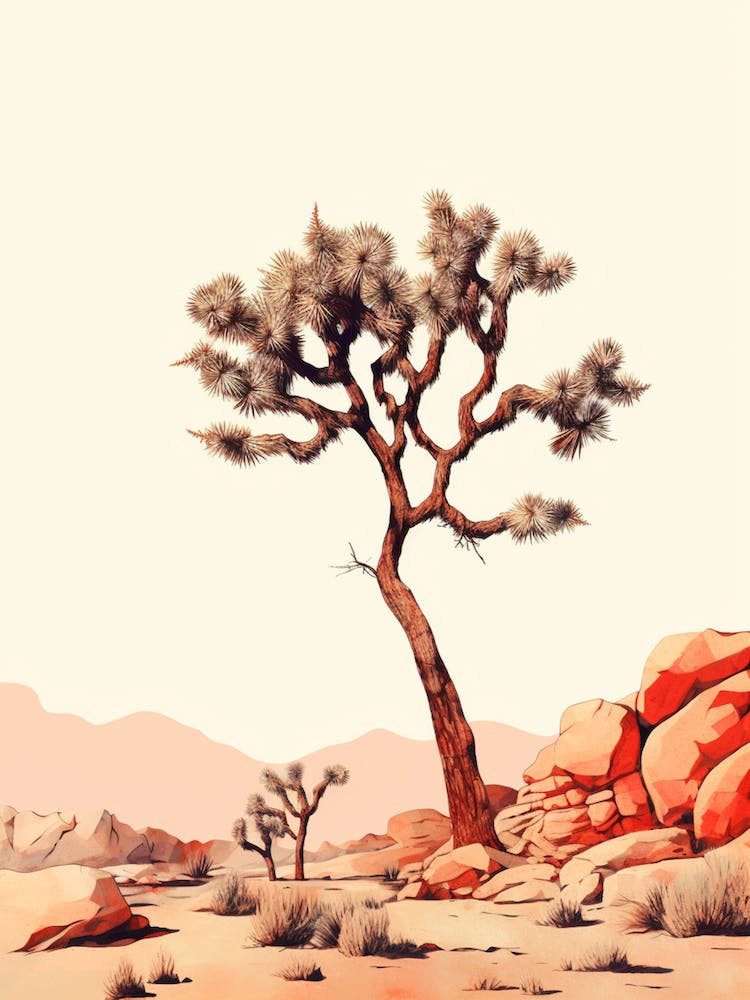  Minimalist Joshua Tree At Dawn In Desert Line Art 1