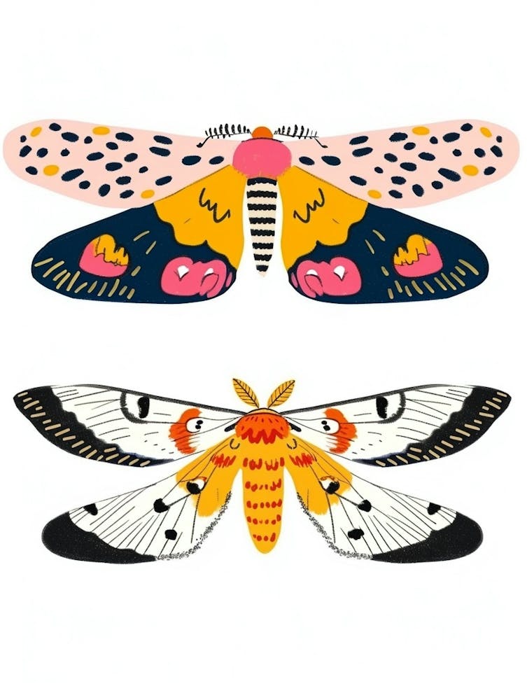 Colourful Insect Illustration Moth 1