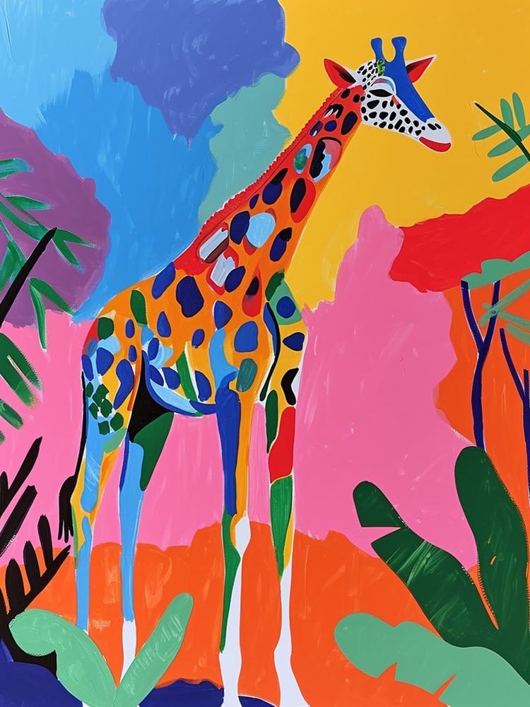 Colourful Giraffe Lead Pattern Painting 2